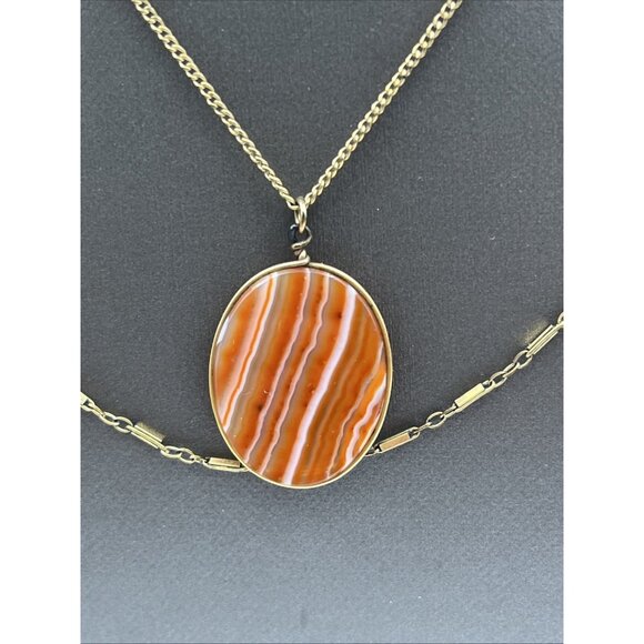 2 Vintage 12k & 14k Gold Filled Chain Agate Necklace 16" and 17.5" - Picture 4 of 8